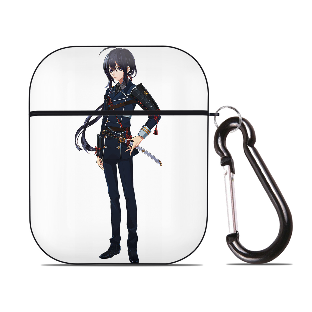 （画像用） 刀剣乱舞 Touken Ranbu AirPods 第2世代保護ケース ハードシェル ブラック 耐衝撃・防指紋・カラビナ付き