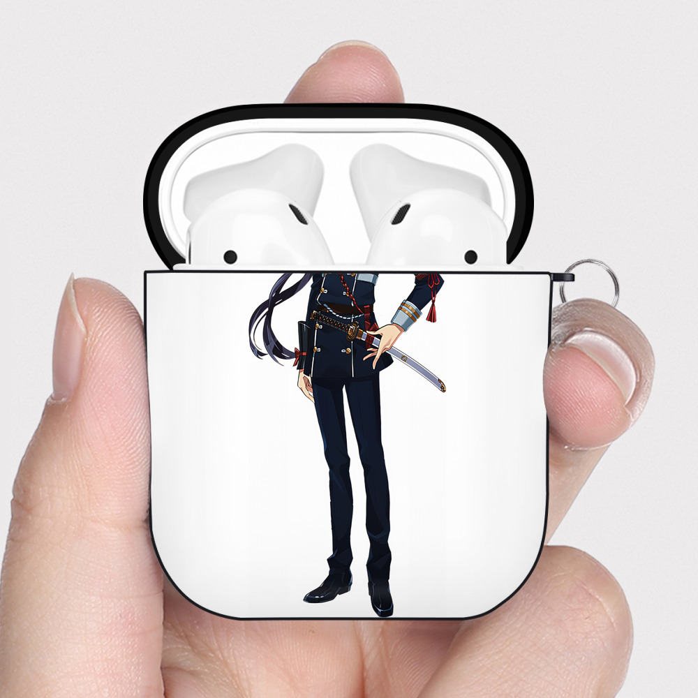 （画像用） 刀剣乱舞 Touken Ranbu AirPods 第2世代保護ケース ハードシェル ブラック 耐衝撃・防指紋・カラビナ付き