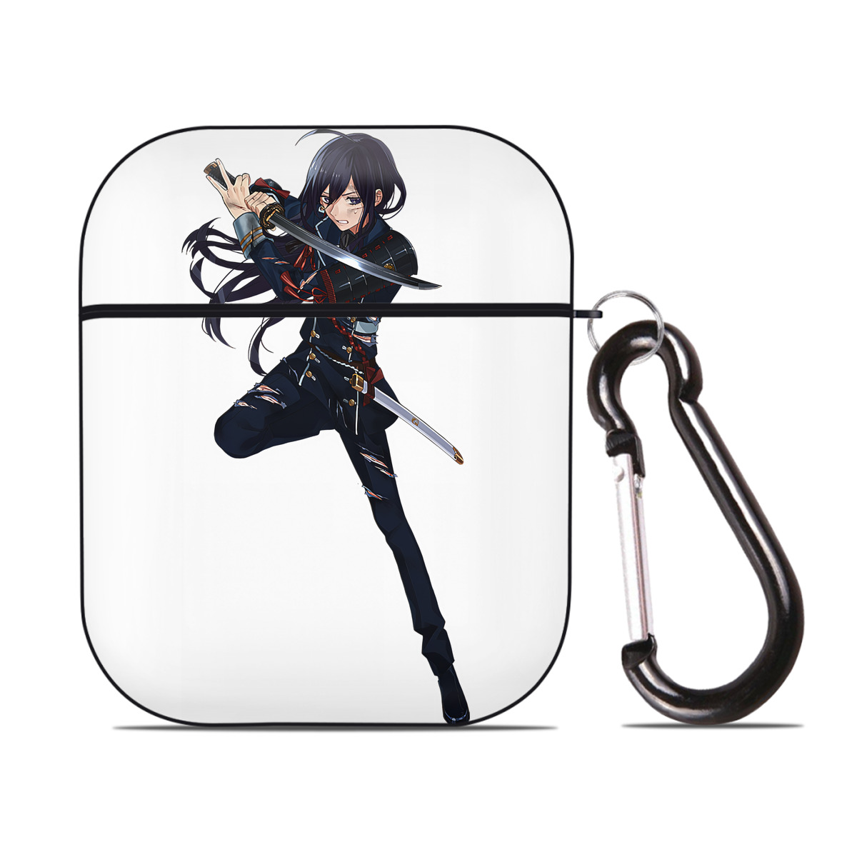 （画像用） 刀剣乱舞 Touken Ranbu AirPods 第2世代保護ケース ハードシェル ブラック 耐衝撃・防指紋・カラビナ付き