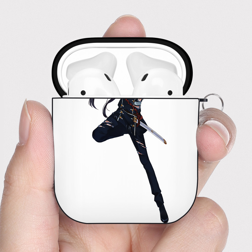 （画像用） 刀剣乱舞 Touken Ranbu AirPods 第2世代保護ケース ハードシェル ブラック 耐衝撃・防指紋・カラビナ付き