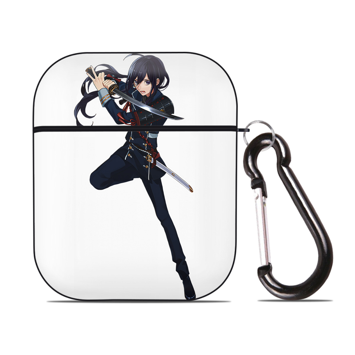 （画像用） 刀剣乱舞 Touken Ranbu AirPods 第2世代保護ケース ハードシェル ブラック 耐衝撃・防指紋・カラビナ付き