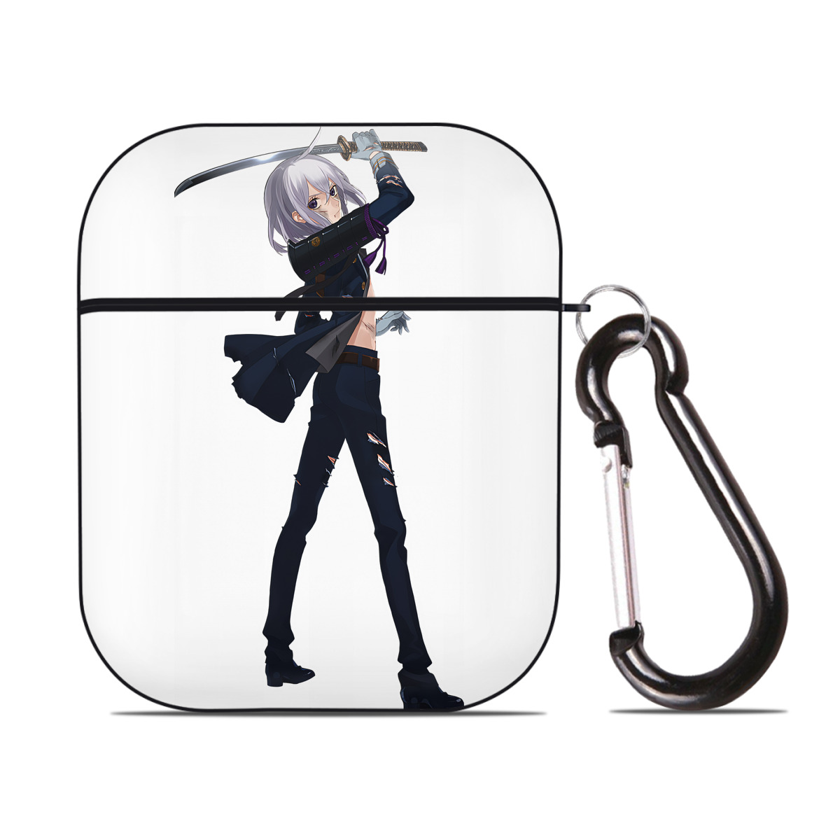 （画像用） 刀剣乱舞 Touken Ranbu AirPods 第2世代保護ケース ハードシェル ブラック 耐衝撃・防指紋・カラビナ付き