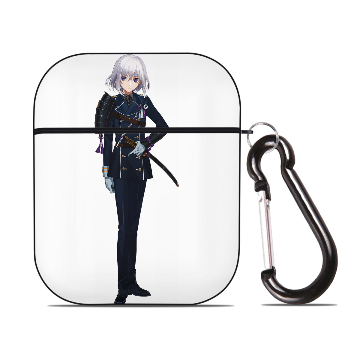 （画像用） 刀剣乱舞 Touken Ranbu AirPods 第2世代保護ケース ハードシェル ブラック 耐衝撃・防指紋・カラビナ付き