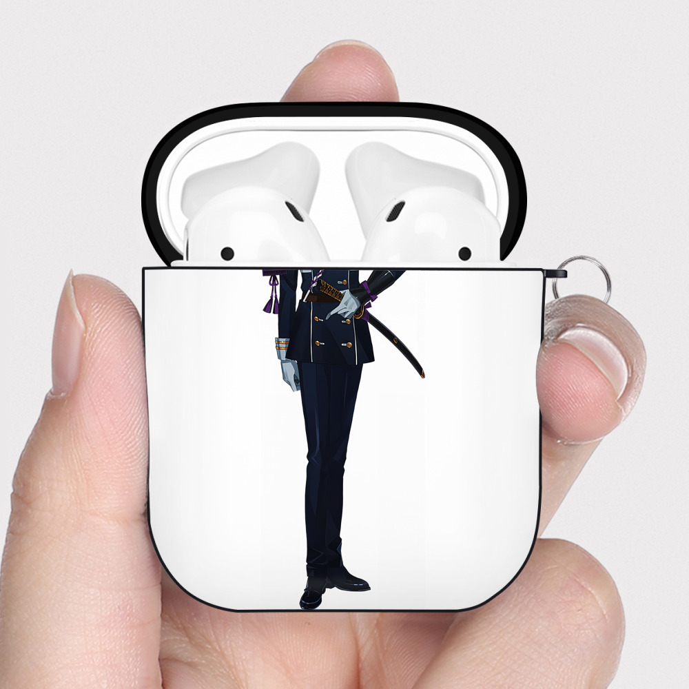 （画像用） 刀剣乱舞 Touken Ranbu AirPods 第2世代保護ケース ハードシェル ブラック 耐衝撃・防指紋・カラビナ付き