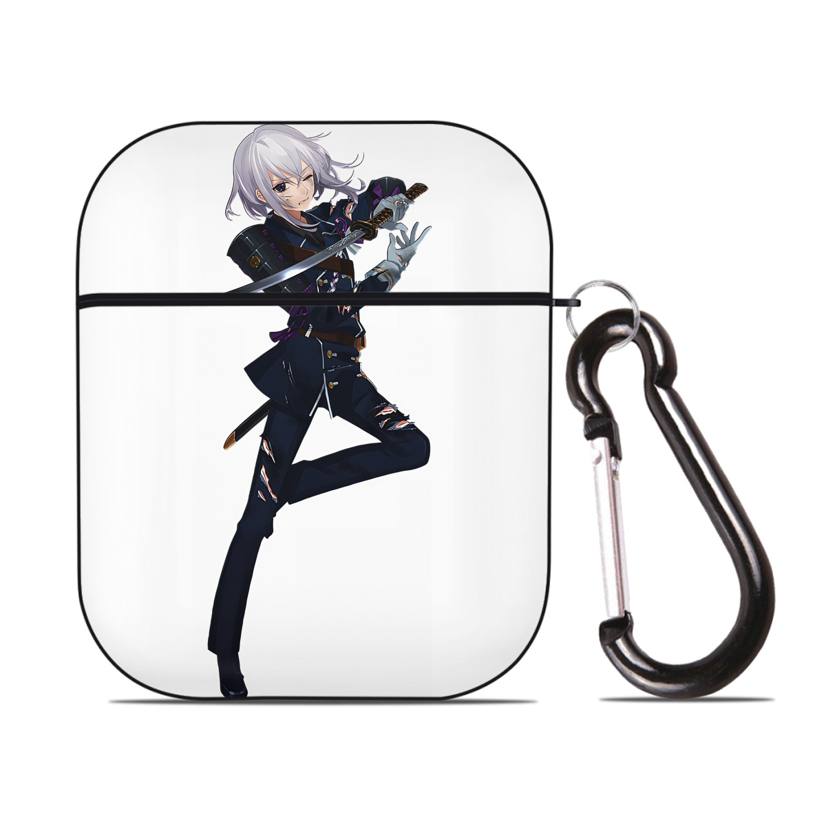 （画像用） 刀剣乱舞 Touken Ranbu AirPods 第2世代保護ケース ハードシェル ブラック 耐衝撃・防指紋・カラビナ付き