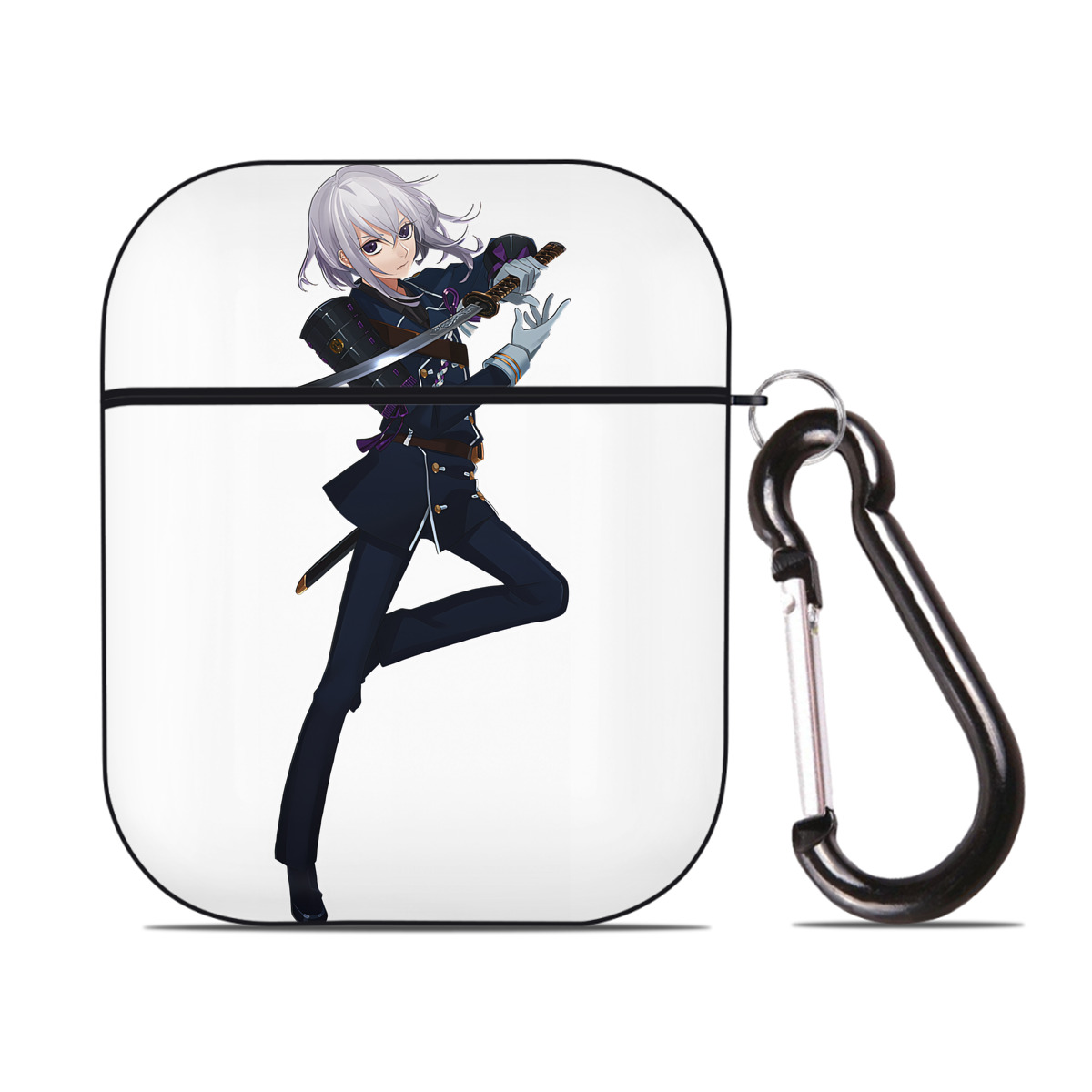 （画像用） 刀剣乱舞 Touken Ranbu AirPods 第2世代保護ケース ハードシェル ブラック 耐衝撃・防指紋・カラビナ付き