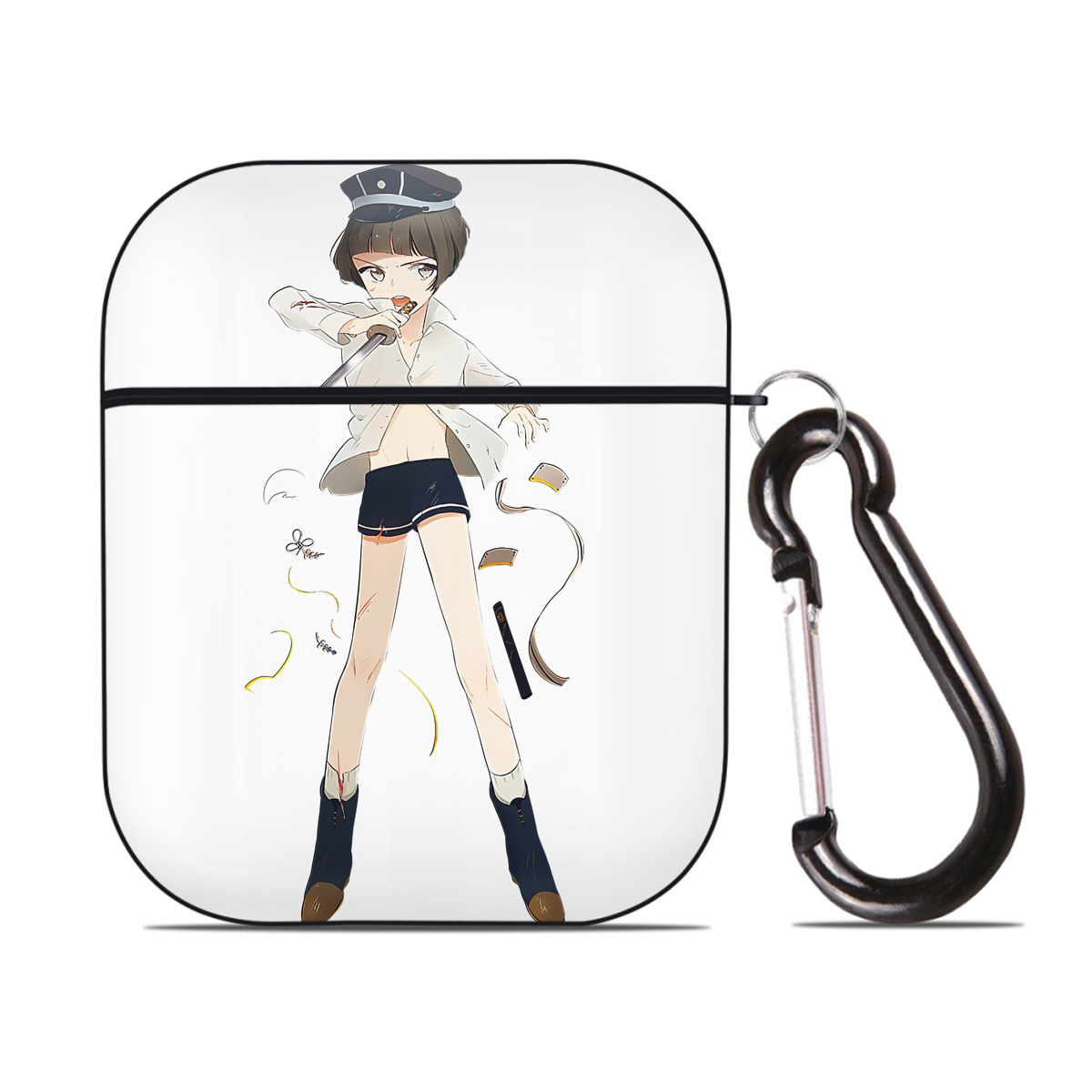（画像用） 刀剣乱舞 Touken Ranbu AirPods 第2世代保護ケース ハードシェル ブラック 耐衝撃・防指紋・カラビナ付き