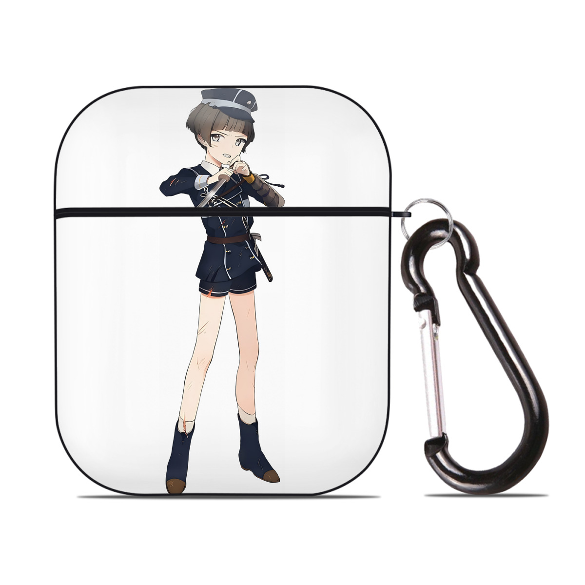 （画像用） 刀剣乱舞 Touken Ranbu AirPods 第2世代保護ケース ハードシェル ブラック 耐衝撃・防指紋・カラビナ付き