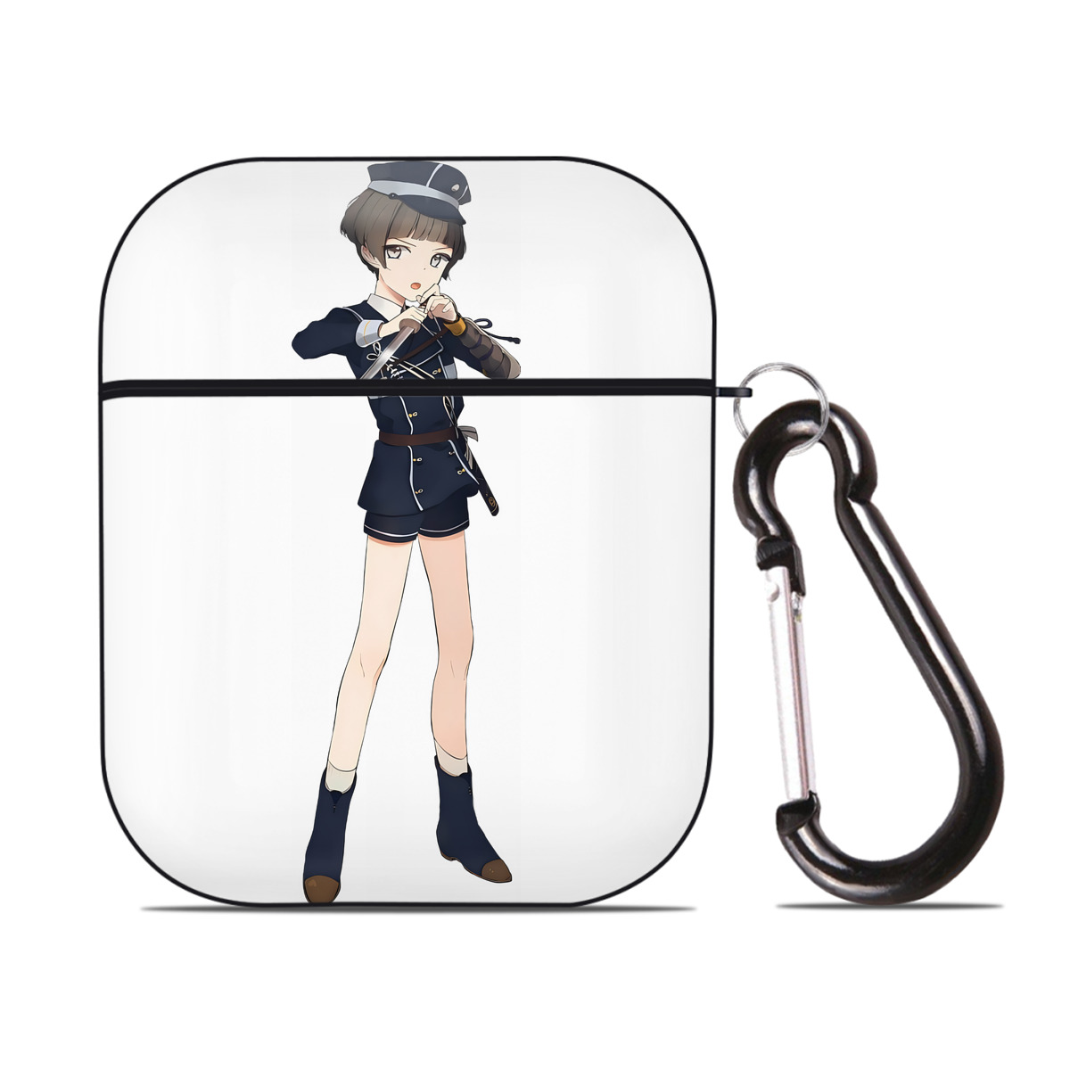（画像用） 刀剣乱舞 Touken Ranbu AirPods 第2世代保護ケース ハードシェル ブラック 耐衝撃・防指紋・カラビナ付き
