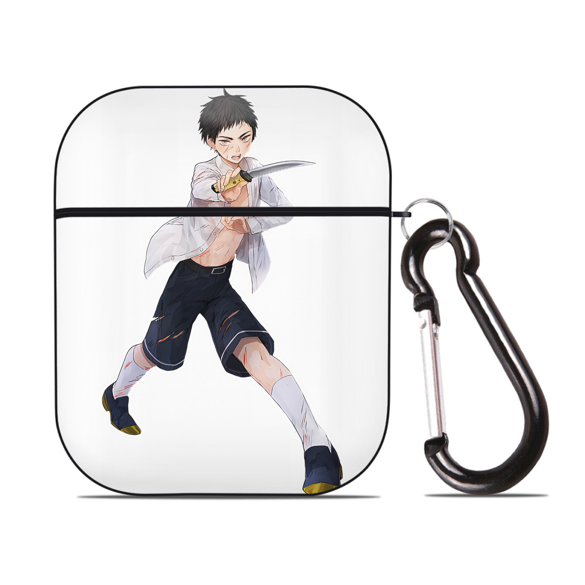 （画像用） 刀剣乱舞 Touken Ranbu AirPods 第2世代保護ケース ハードシェル ブラック 耐衝撃・防指紋・カラビナ付き