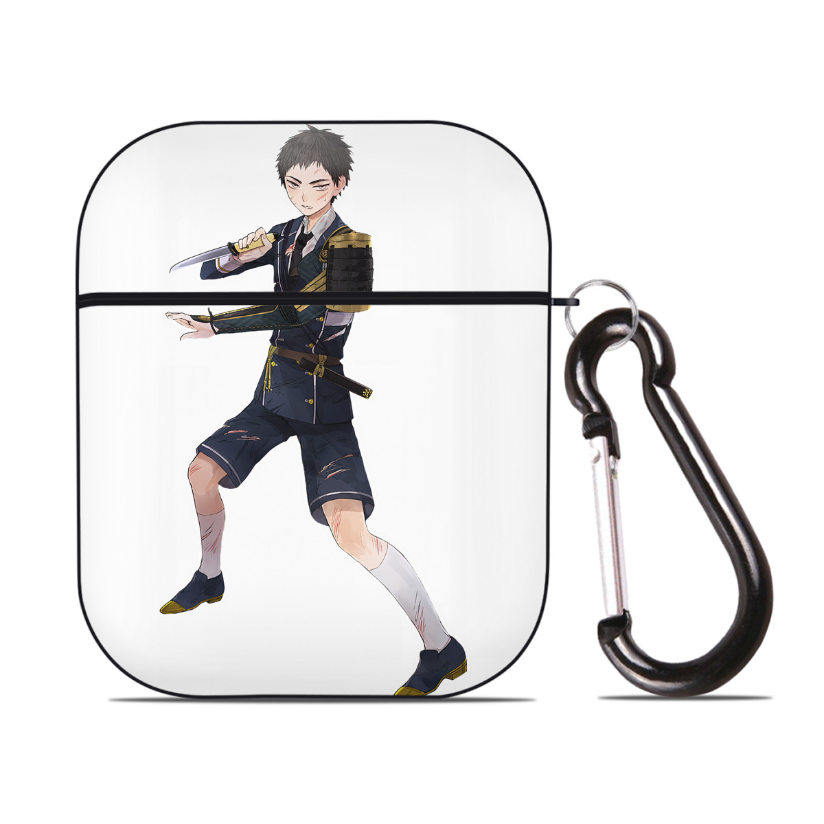（画像用） 刀剣乱舞 Touken Ranbu AirPods 第2世代保護ケース ハードシェル ブラック 耐衝撃・防指紋・カラビナ付き