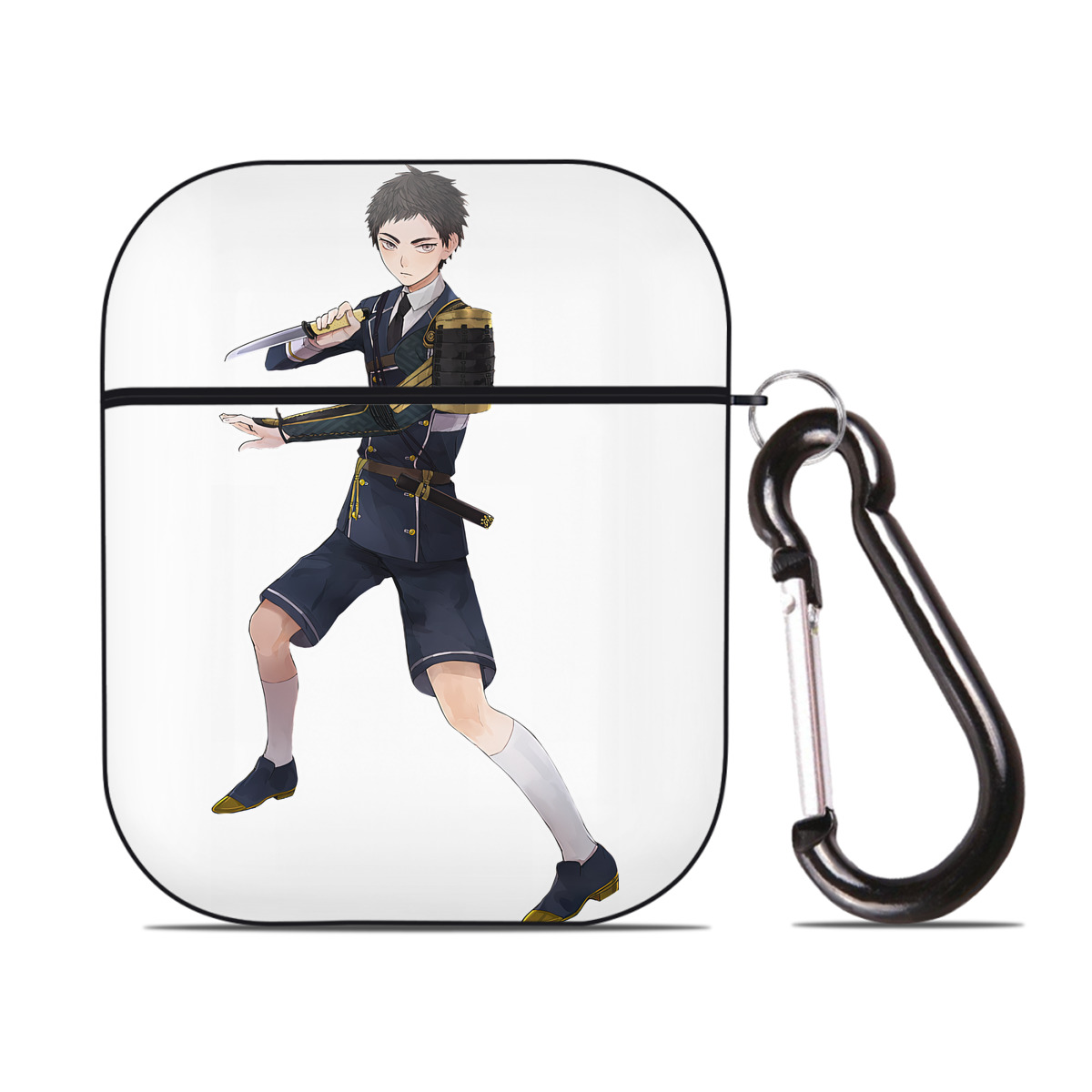 （画像用） 刀剣乱舞 Touken Ranbu AirPods 第2世代保護ケース ハードシェル ブラック 耐衝撃・防指紋・カラビナ付き