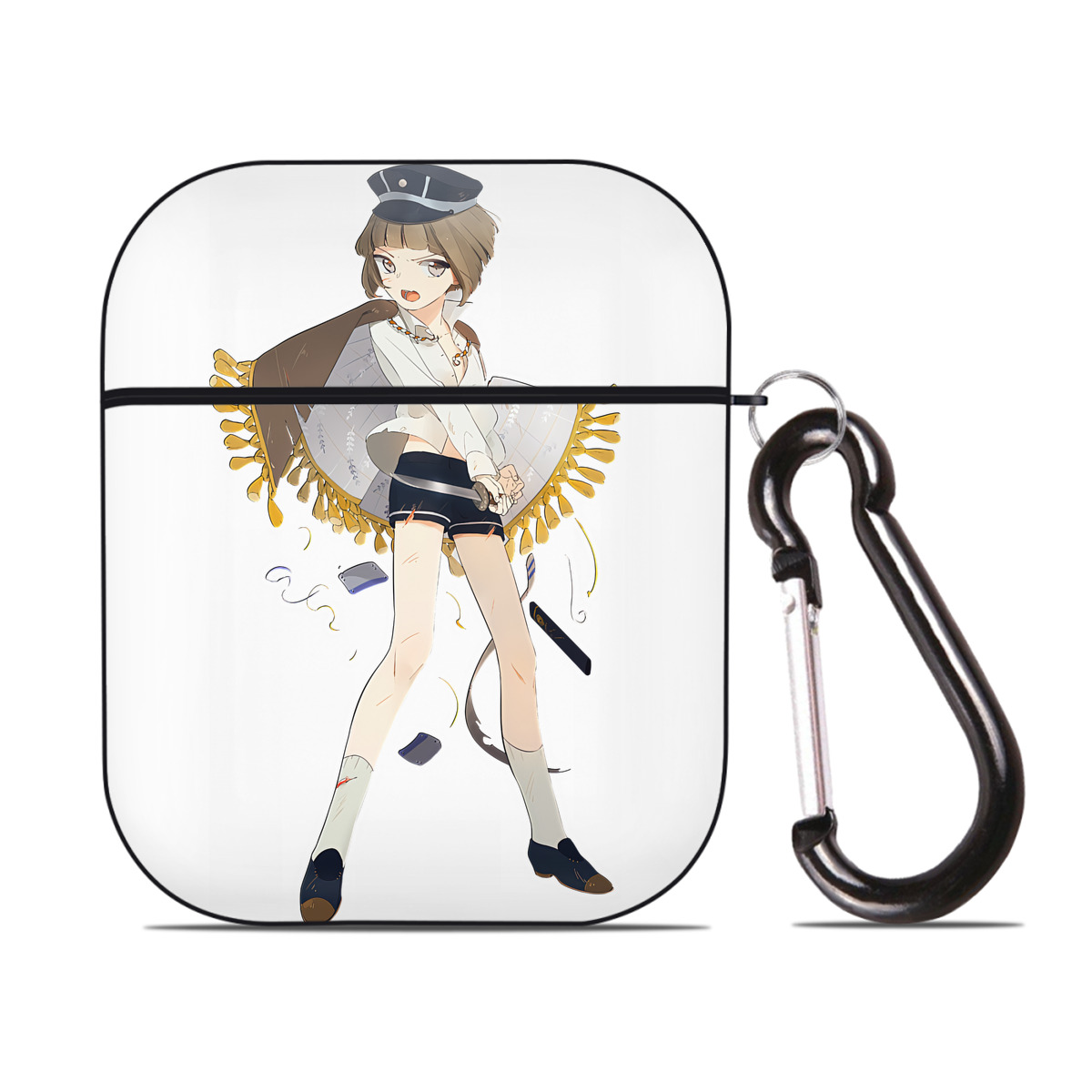 （画像用） 刀剣乱舞 Touken Ranbu AirPods 第2世代保護ケース ハードシェル ブラック 耐衝撃・防指紋・カラビナ付き