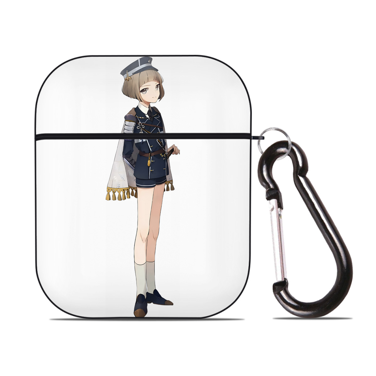 （画像用） 刀剣乱舞 Touken Ranbu AirPods 第2世代保護ケース ハードシェル ブラック 耐衝撃・防指紋・カラビナ付き