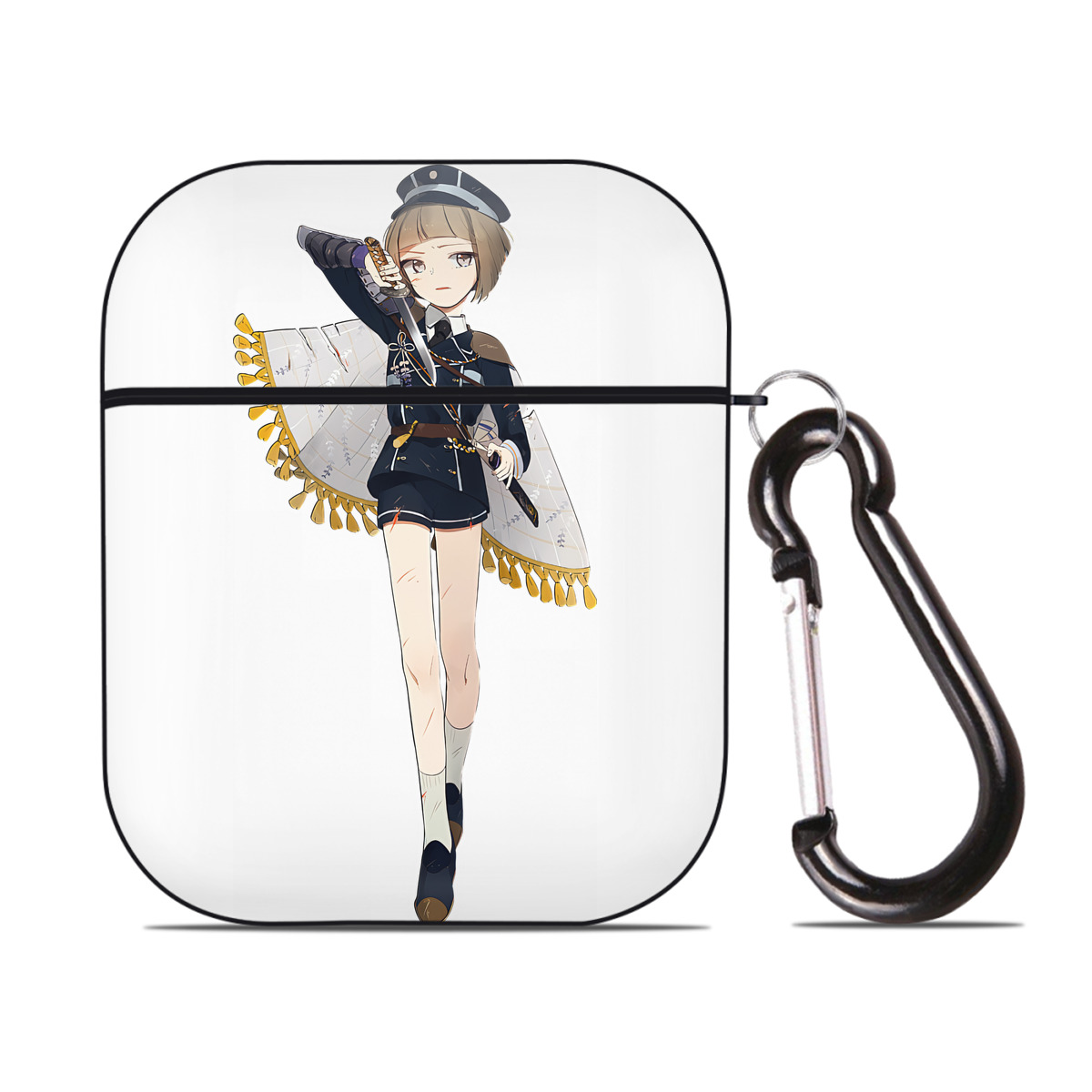 （画像用） 刀剣乱舞 Touken Ranbu AirPods 第2世代保護ケース ハードシェル ブラック 耐衝撃・防指紋・カラビナ付き