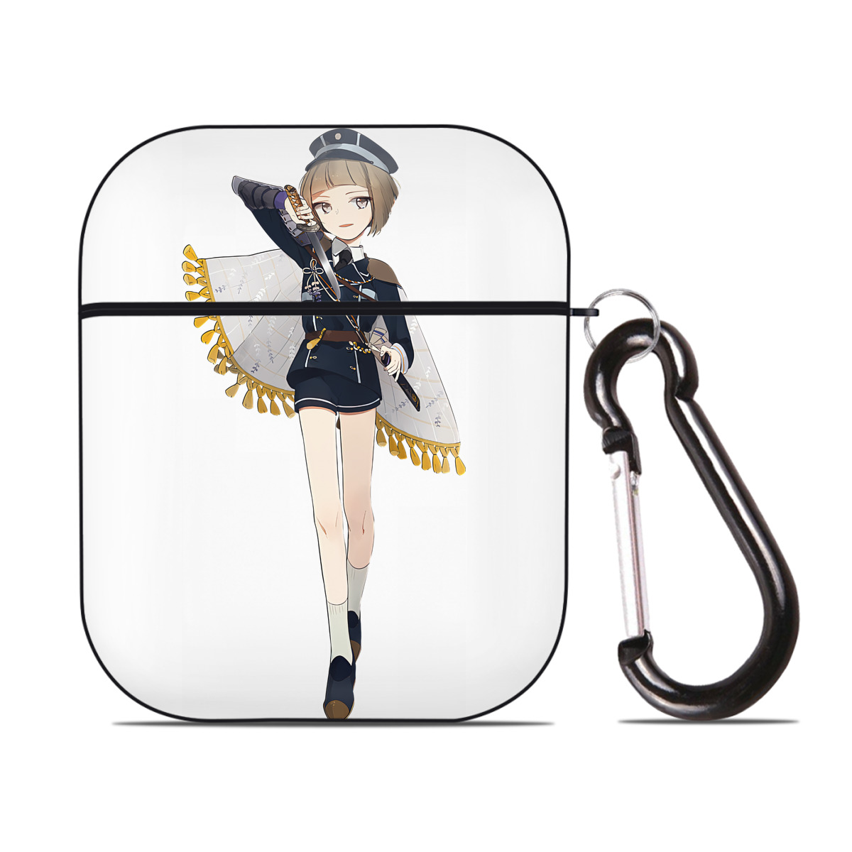 （画像用） 刀剣乱舞 Touken Ranbu AirPods 第2世代保護ケース ハードシェル ブラック 耐衝撃・防指紋・カラビナ付き