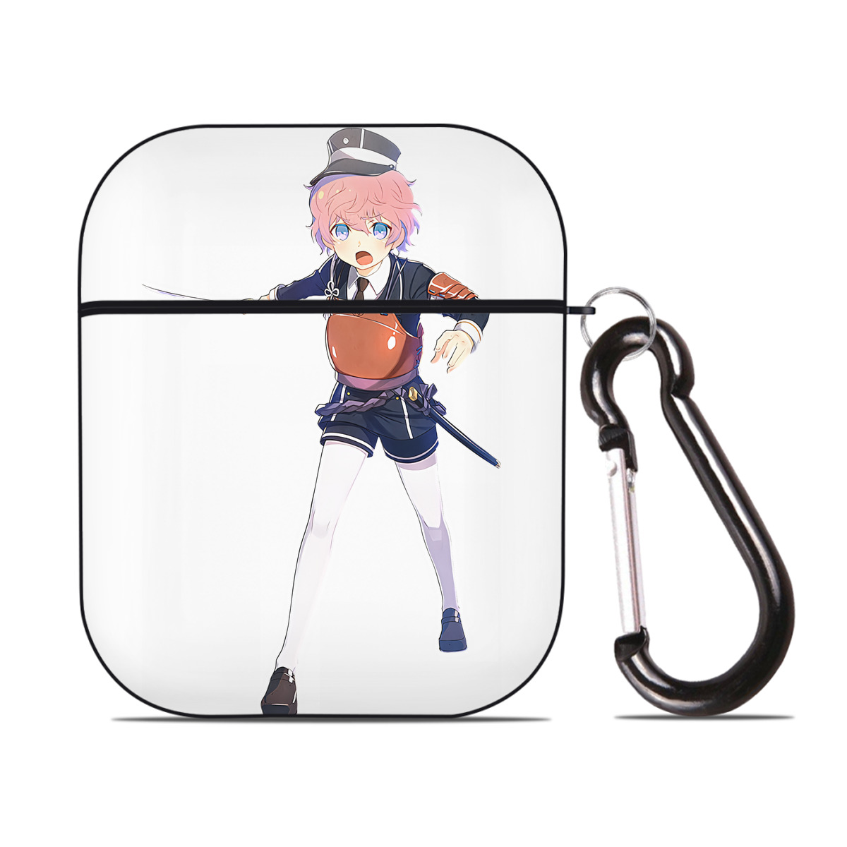 （画像用） 刀剣乱舞 Touken Ranbu AirPods 第2世代保護ケース ハードシェル ブラック 耐衝撃・防指紋・カラビナ付き