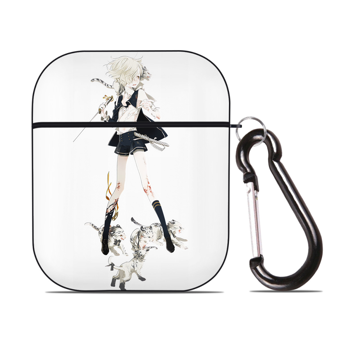 （画像用） 刀剣乱舞 Touken Ranbu AirPods 第2世代保護ケース ハードシェル ブラック 耐衝撃・防指紋・カラビナ付き