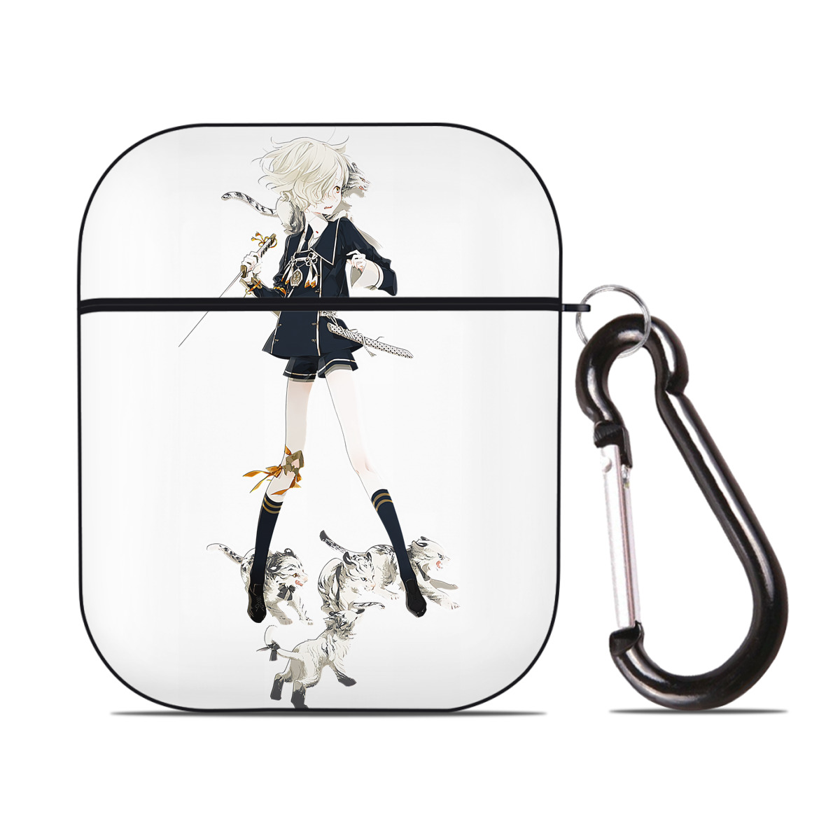 （画像用） 刀剣乱舞 Touken Ranbu AirPods 第2世代保護ケース ハードシェル ブラック 耐衝撃・防指紋・カラビナ付き