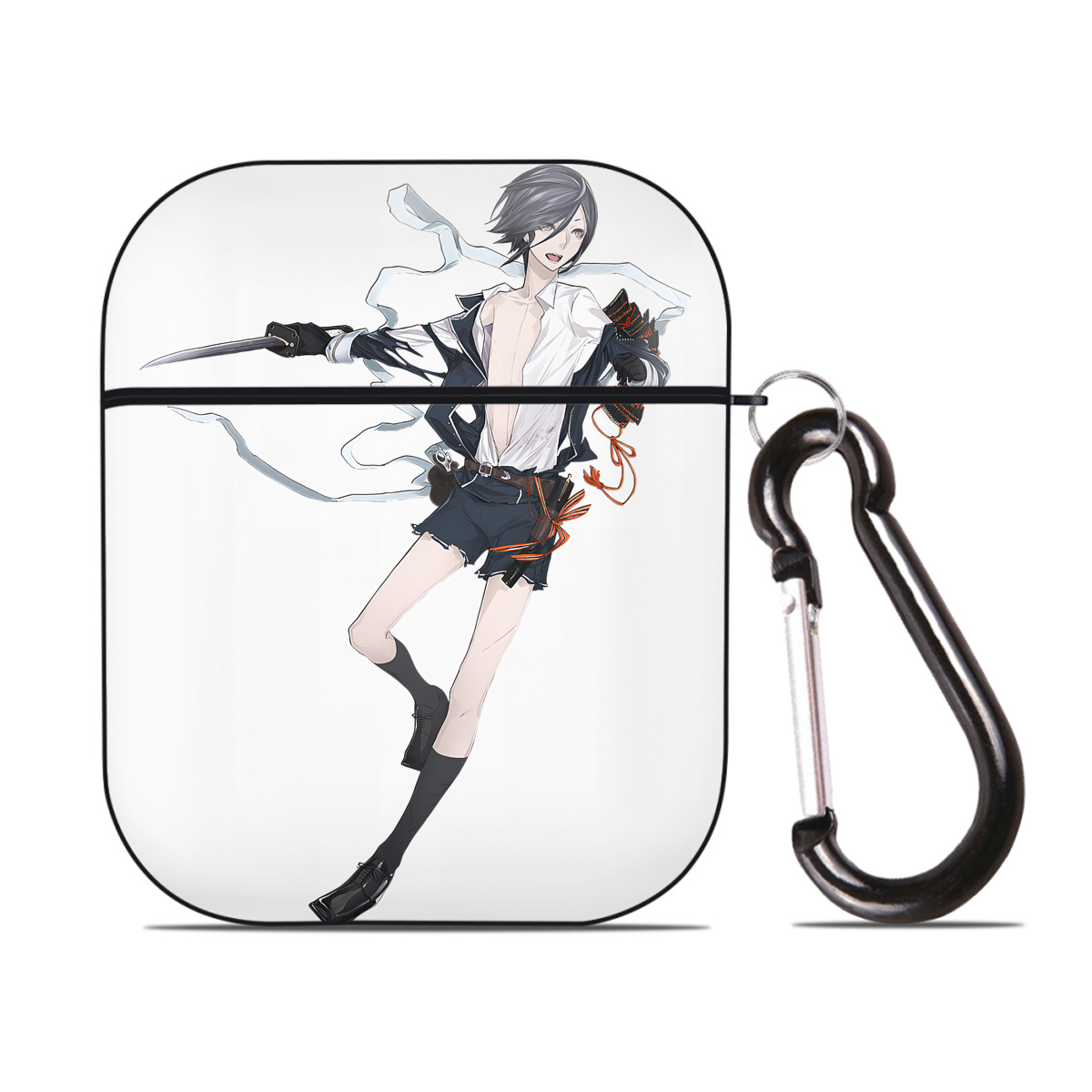 （画像用） 刀剣乱舞 Touken Ranbu AirPods 第2世代保護ケース ハードシェル ブラック 耐衝撃・防指紋・カラビナ付き