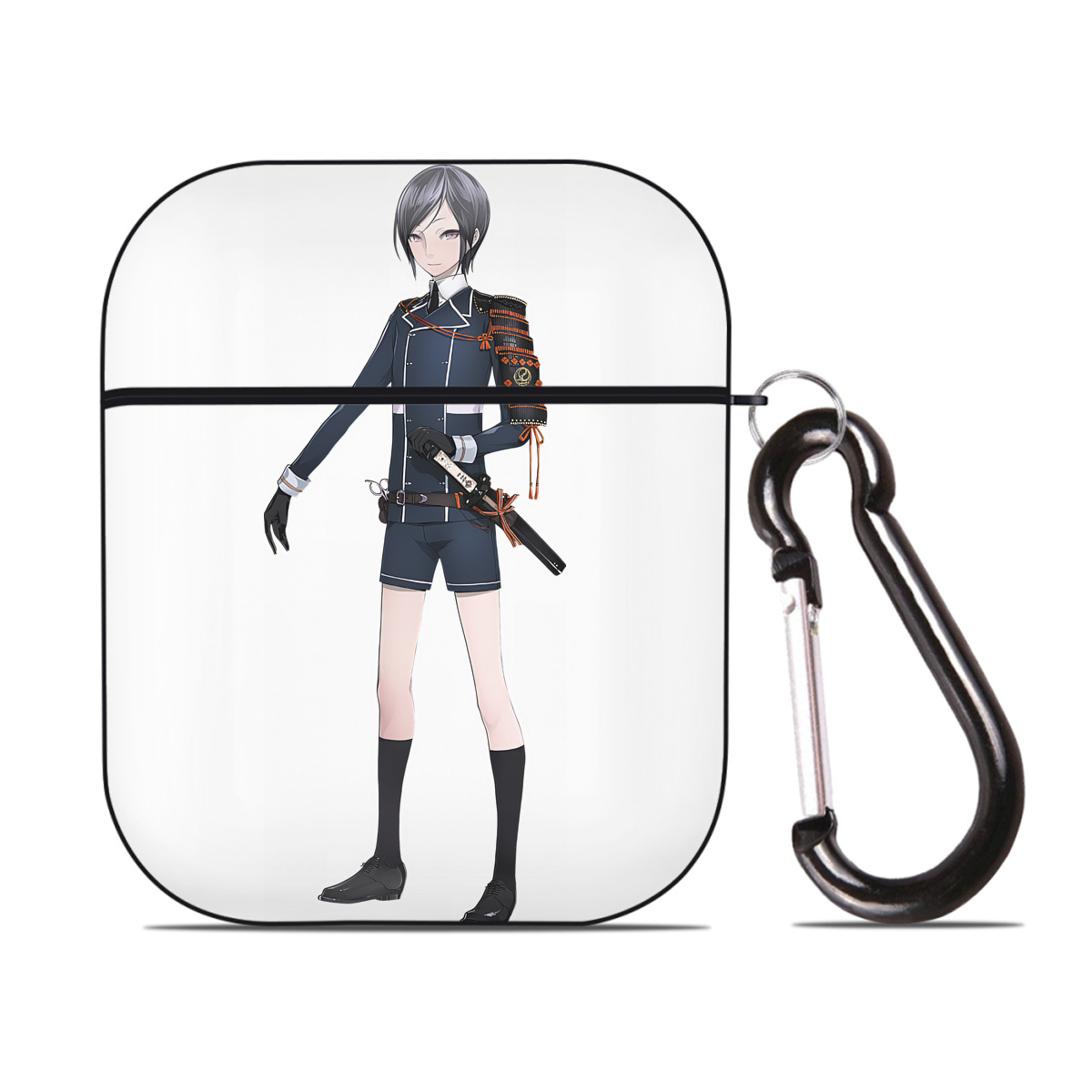 （画像用） 刀剣乱舞 Touken Ranbu AirPods 第2世代保護ケース ハードシェル ブラック 耐衝撃・防指紋・カラビナ付き