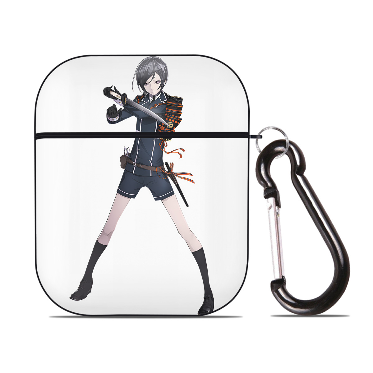 （画像用） 刀剣乱舞 Touken Ranbu AirPods 第2世代保護ケース ハードシェル ブラック 耐衝撃・防指紋・カラビナ付き