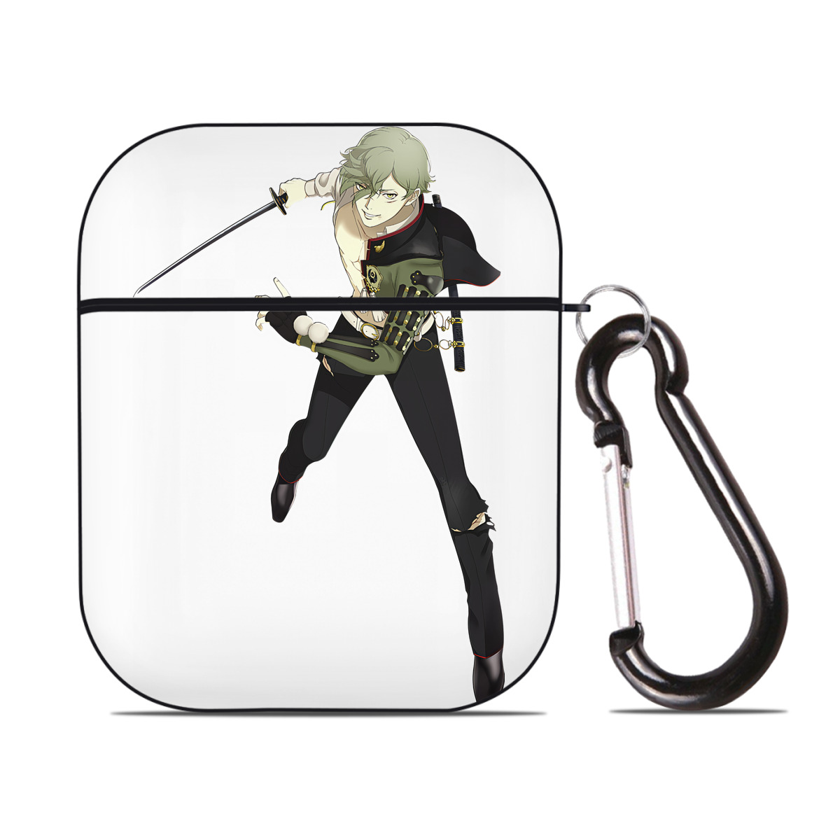 （画像用） 刀剣乱舞 Touken Ranbu AirPods 第2世代保護ケース ハードシェル ブラック 耐衝撃・防指紋・カラビナ付き