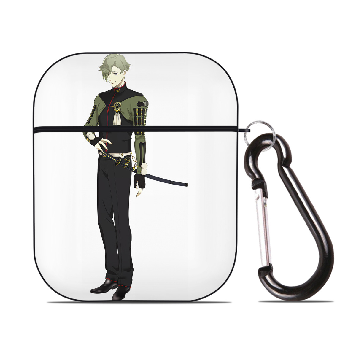 （画像用） 刀剣乱舞 Touken Ranbu AirPods 第2世代保護ケース ハードシェル ブラック 耐衝撃・防指紋・カラビナ付き