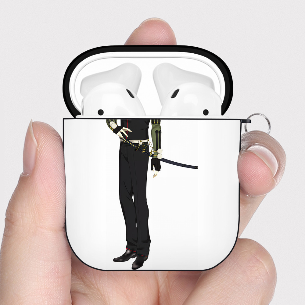 （画像用） 刀剣乱舞 Touken Ranbu AirPods 第2世代保護ケース ハードシェル ブラック 耐衝撃・防指紋・カラビナ付き