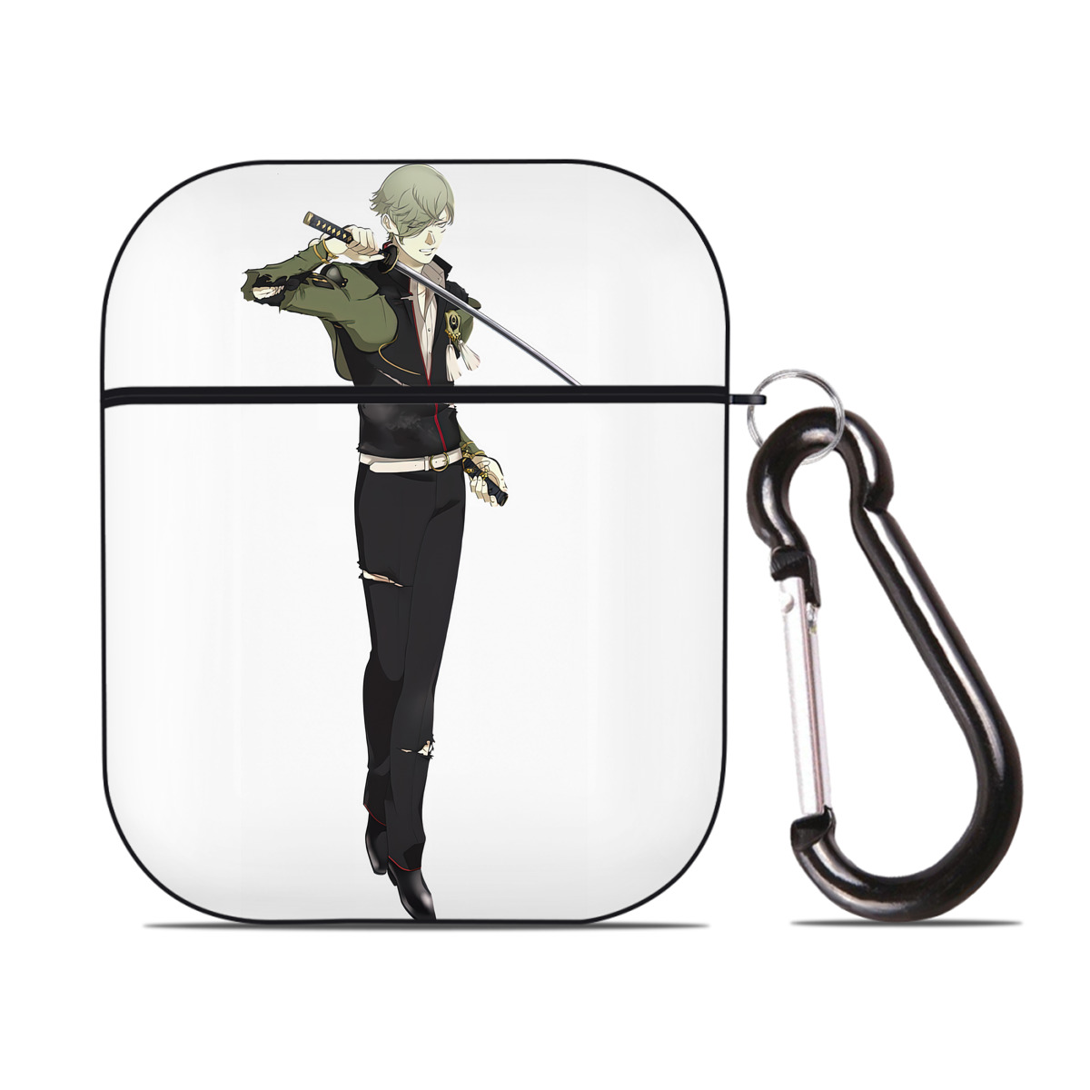 （画像用） 刀剣乱舞 Touken Ranbu AirPods 第2世代保護ケース ハードシェル ブラック 耐衝撃・防指紋・カラビナ付き