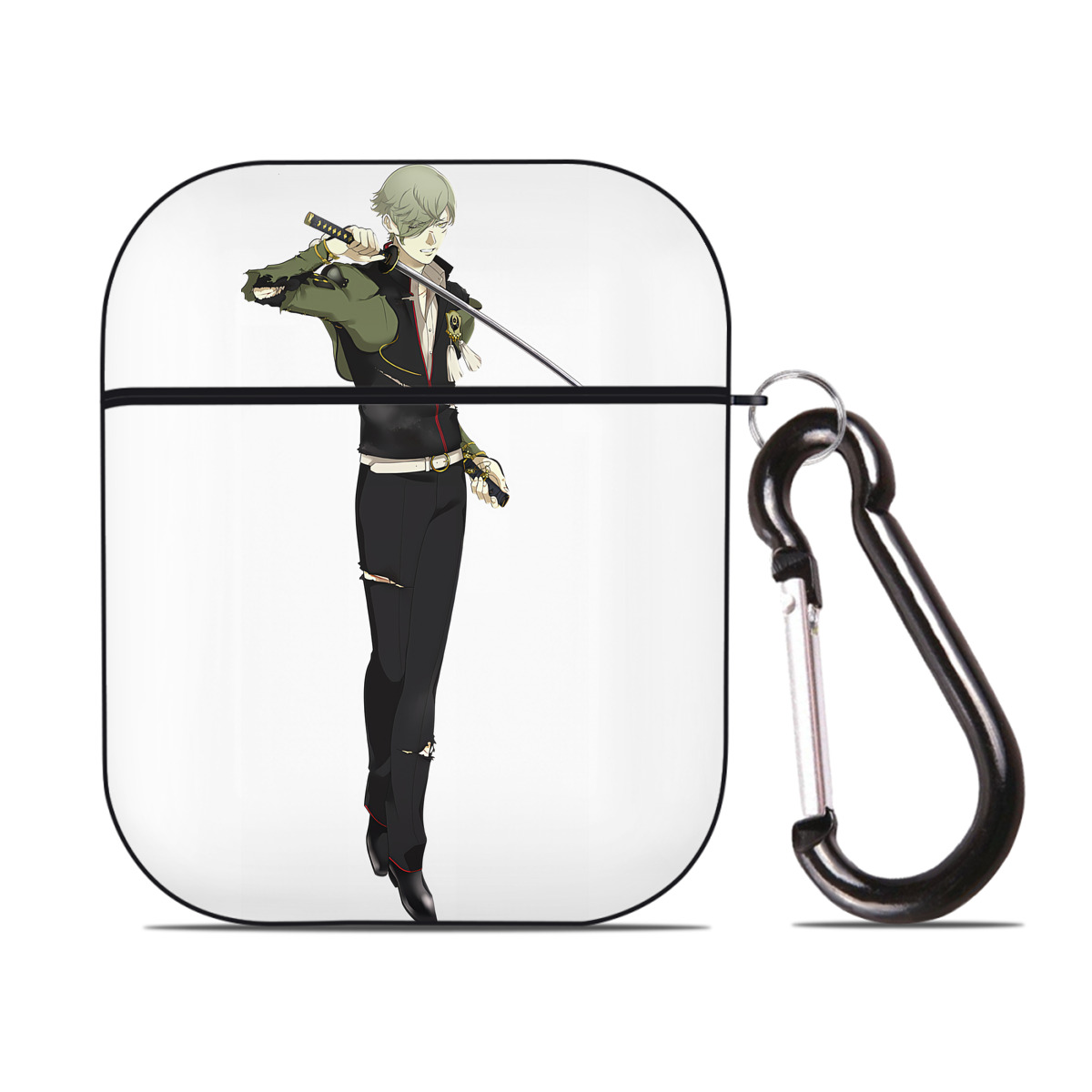 （画像用） 刀剣乱舞 Touken Ranbu AirPods 第2世代保護ケース ハードシェル ブラック 耐衝撃・防指紋・カラビナ付き