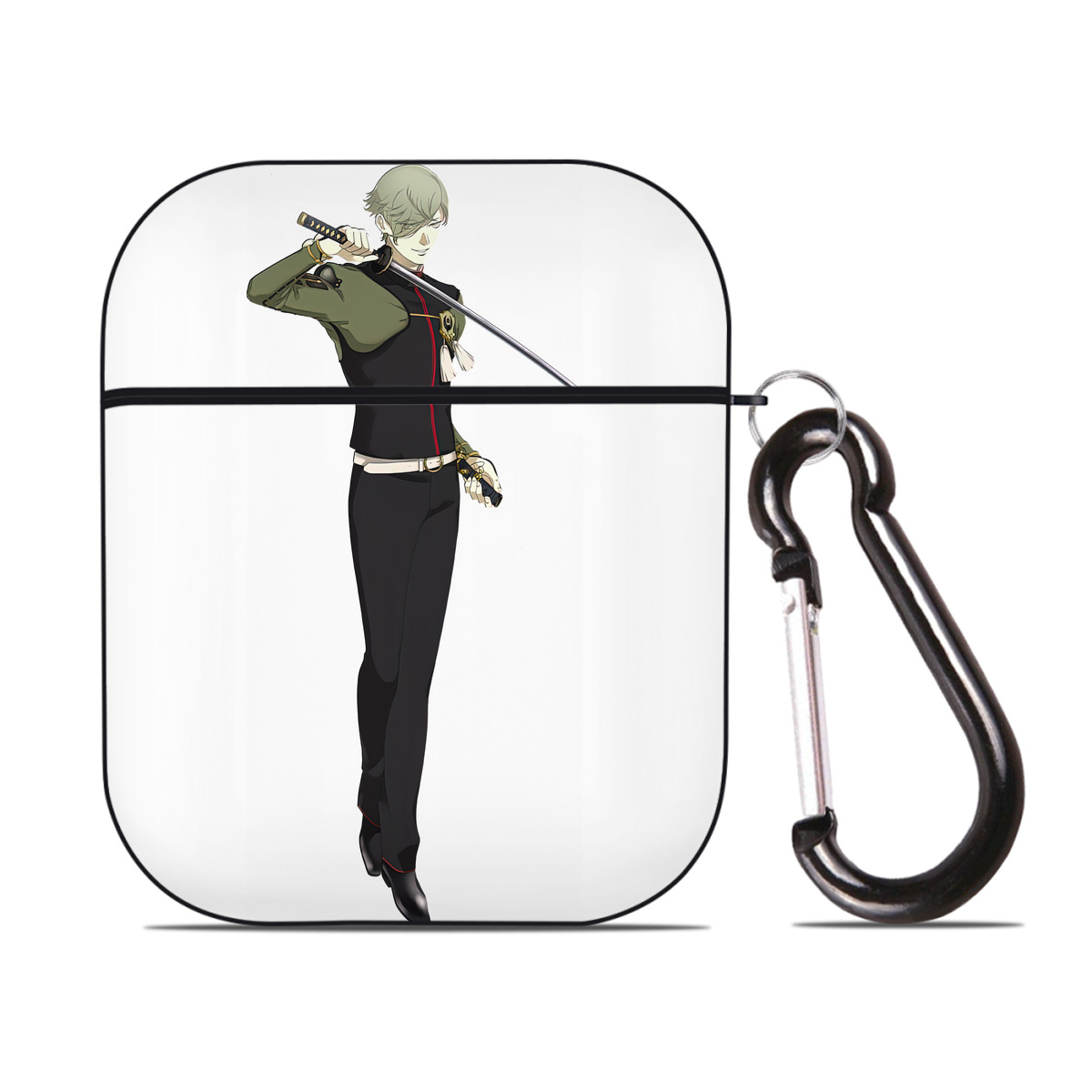 （画像用） 刀剣乱舞 Touken Ranbu AirPods 第2世代保護ケース ハードシェル ブラック 耐衝撃・防指紋・カラビナ付き