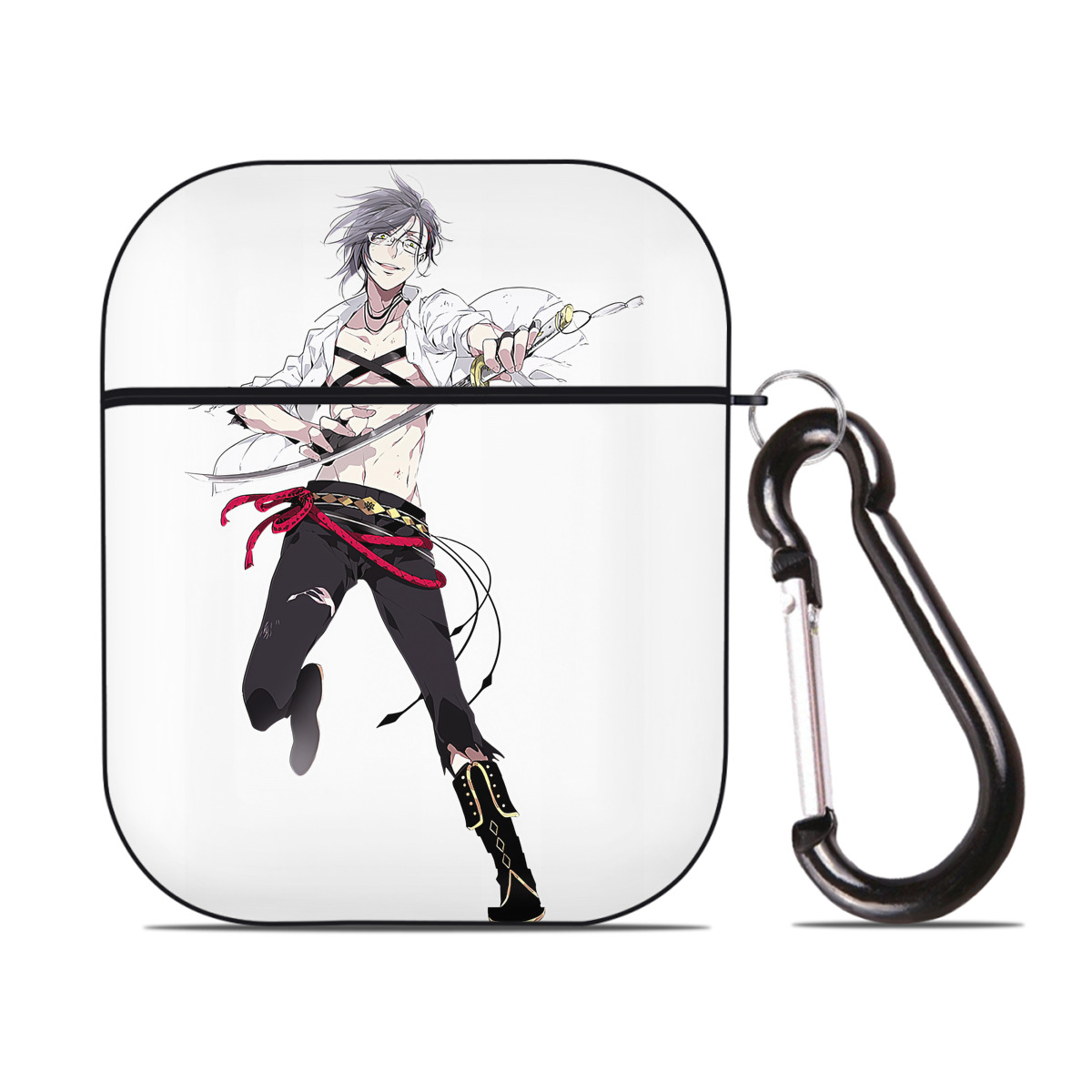 （画像用） 刀剣乱舞 Touken Ranbu AirPods 第2世代保護ケース ハードシェル ブラック 耐衝撃・防指紋・カラビナ付き