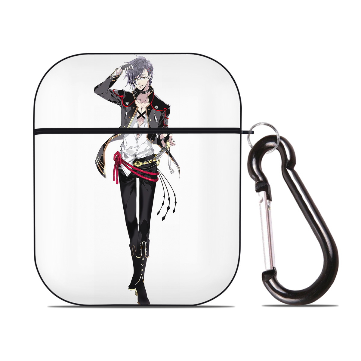 （画像用） 刀剣乱舞 Touken Ranbu AirPods 第2世代保護ケース ハードシェル ブラック 耐衝撃・防指紋・カラビナ付き