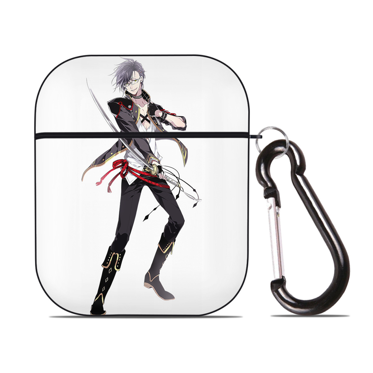 （画像用） 刀剣乱舞 Touken Ranbu AirPods 第2世代保護ケース ハードシェル ブラック 耐衝撃・防指紋・カラビナ付き