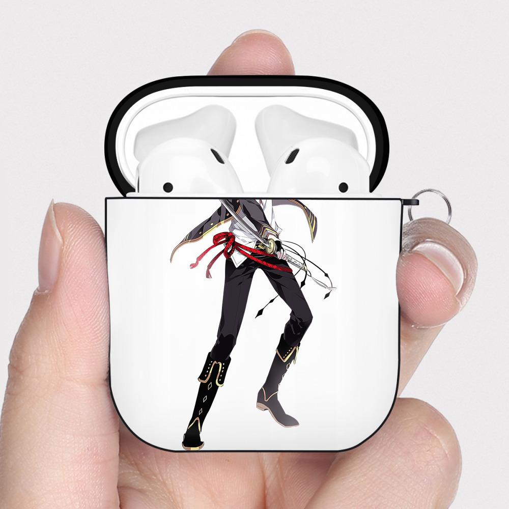 （画像用） 刀剣乱舞 Touken Ranbu AirPods 第2世代保護ケース ハードシェル ブラック 耐衝撃・防指紋・カラビナ付き