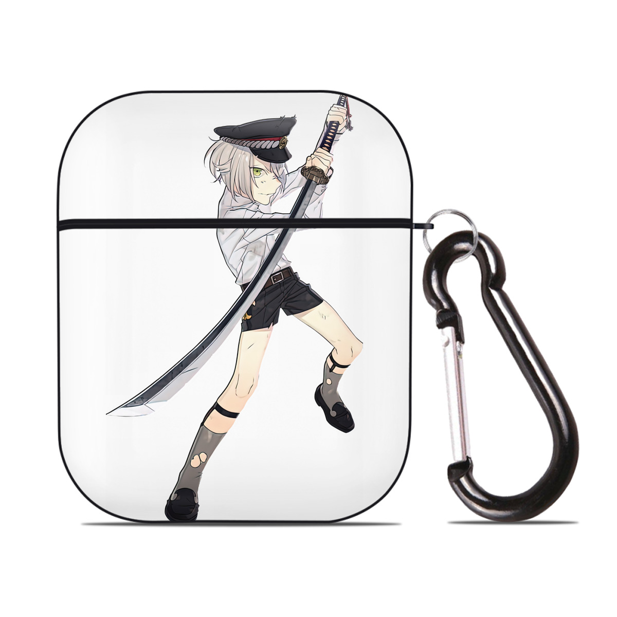 （画像用） 刀剣乱舞 Touken Ranbu AirPods 第2世代保護ケース ハードシェル ブラック 耐衝撃・防指紋・カラビナ付き