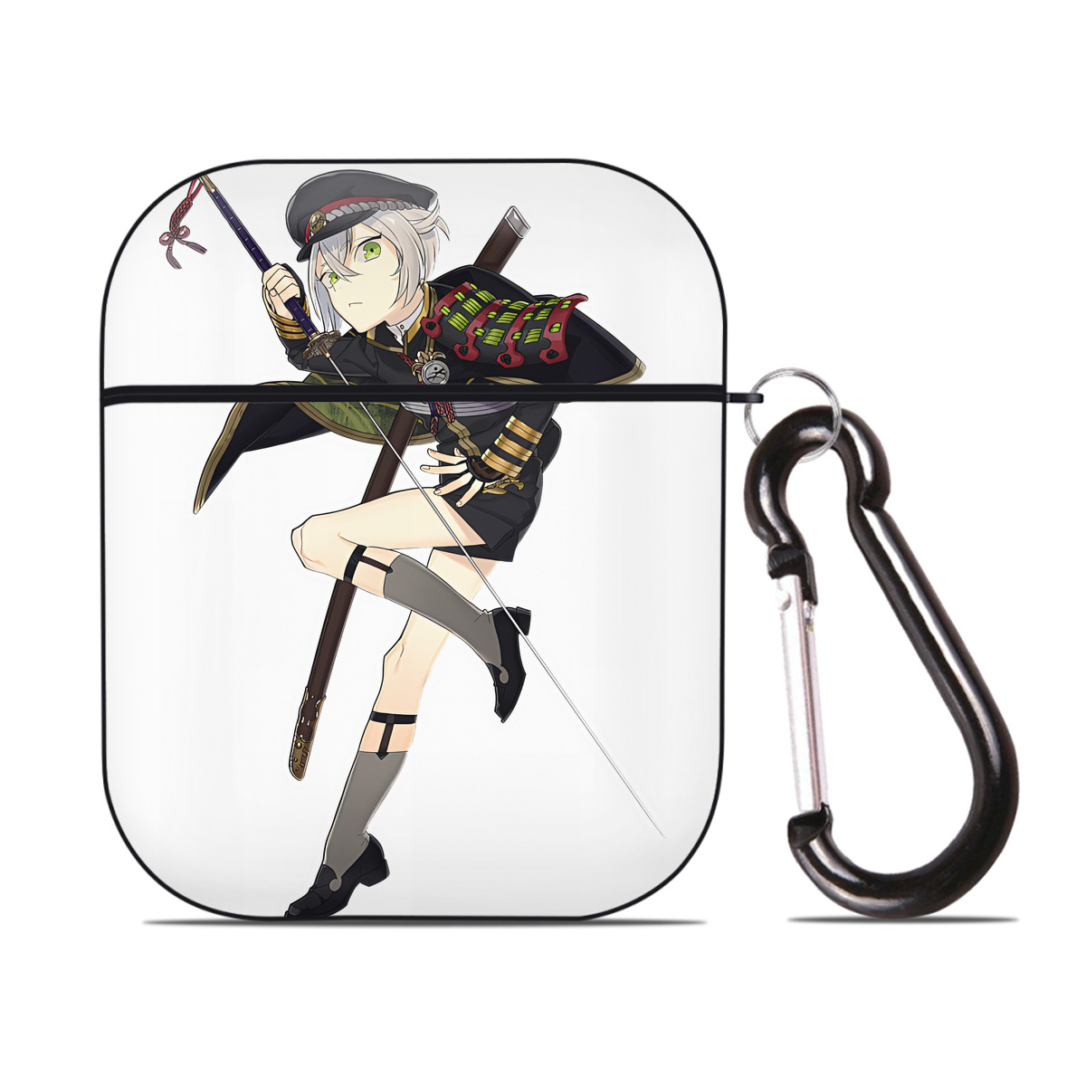 （画像用） 刀剣乱舞 Touken Ranbu AirPods 第2世代保護ケース ハードシェル ブラック 耐衝撃・防指紋・カラビナ付き