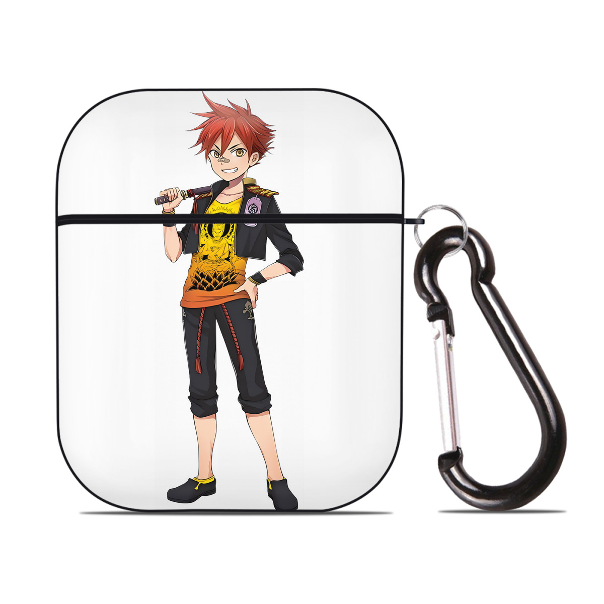 （画像用） 刀剣乱舞 Touken Ranbu AirPods 第2世代保護ケース ハードシェル ブラック 耐衝撃・防指紋・カラビナ付き