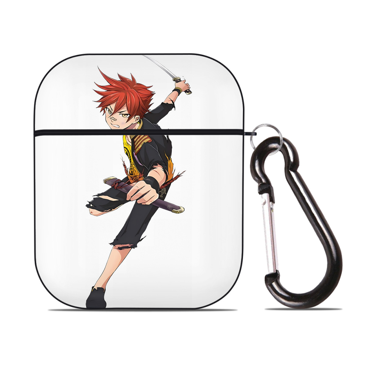 （画像用） 刀剣乱舞 Touken Ranbu AirPods 第2世代保護ケース ハードシェル ブラック 耐衝撃・防指紋・カラビナ付き