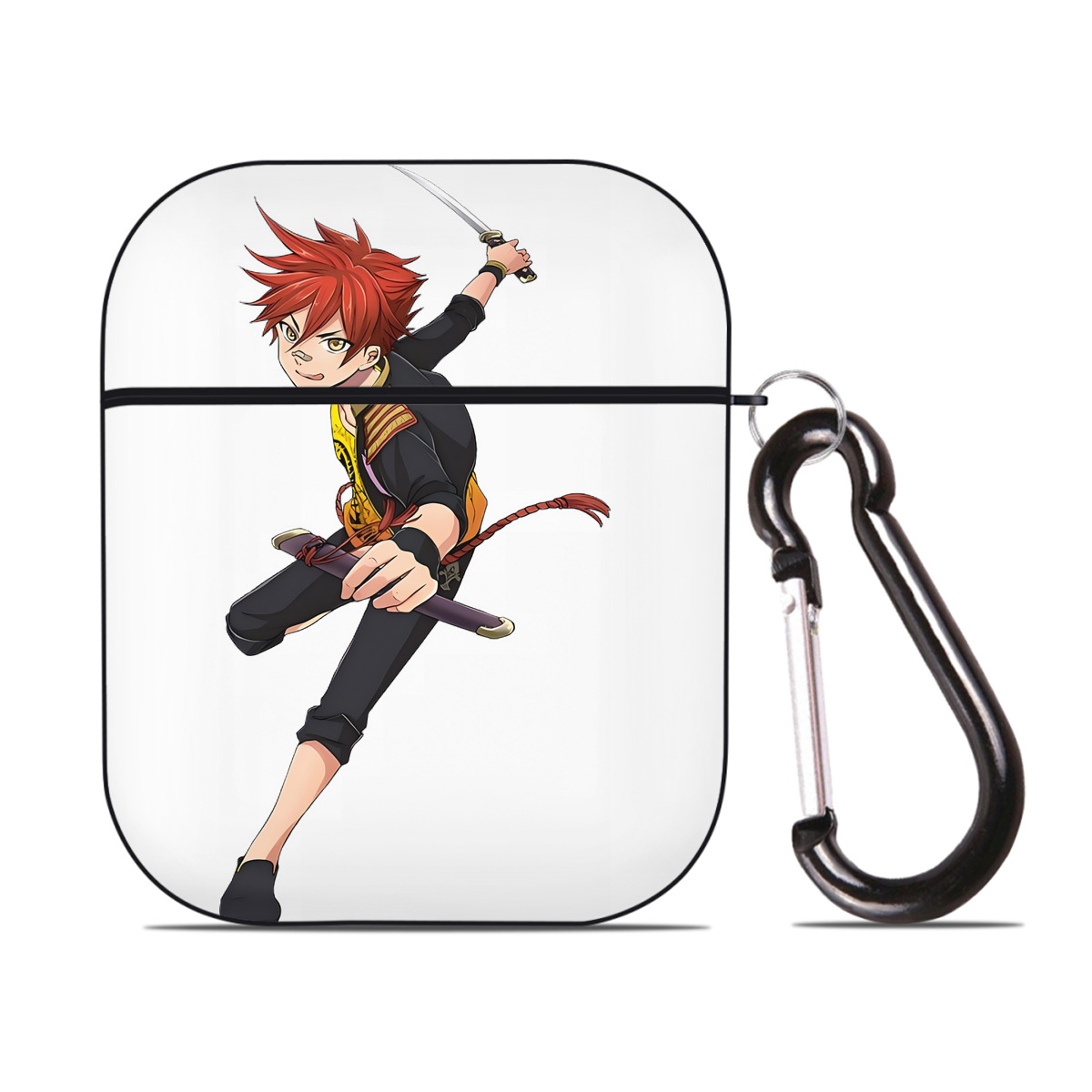 （画像用） 刀剣乱舞 Touken Ranbu AirPods 第2世代保護ケース ハードシェル ブラック 耐衝撃・防指紋・カラビナ付き