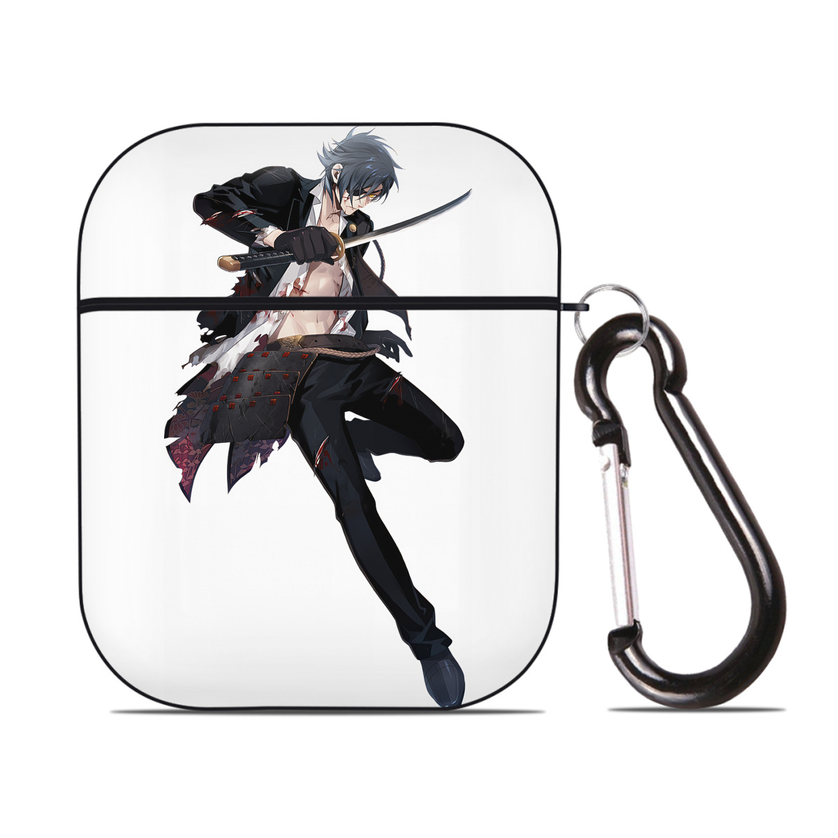 （画像用） 刀剣乱舞 Touken Ranbu AirPods 第2世代保護ケース ハードシェル ブラック 耐衝撃・防指紋・カラビナ付き