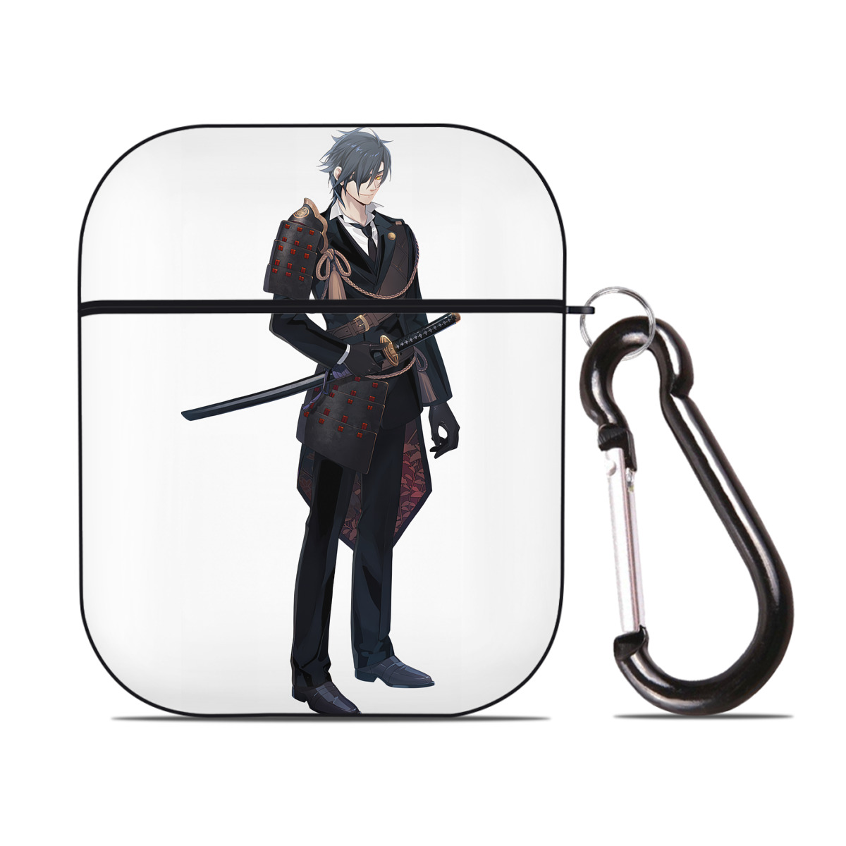 （画像用） 刀剣乱舞 Touken Ranbu AirPods 第2世代保護ケース ハードシェル ブラック 耐衝撃・防指紋・カラビナ付き