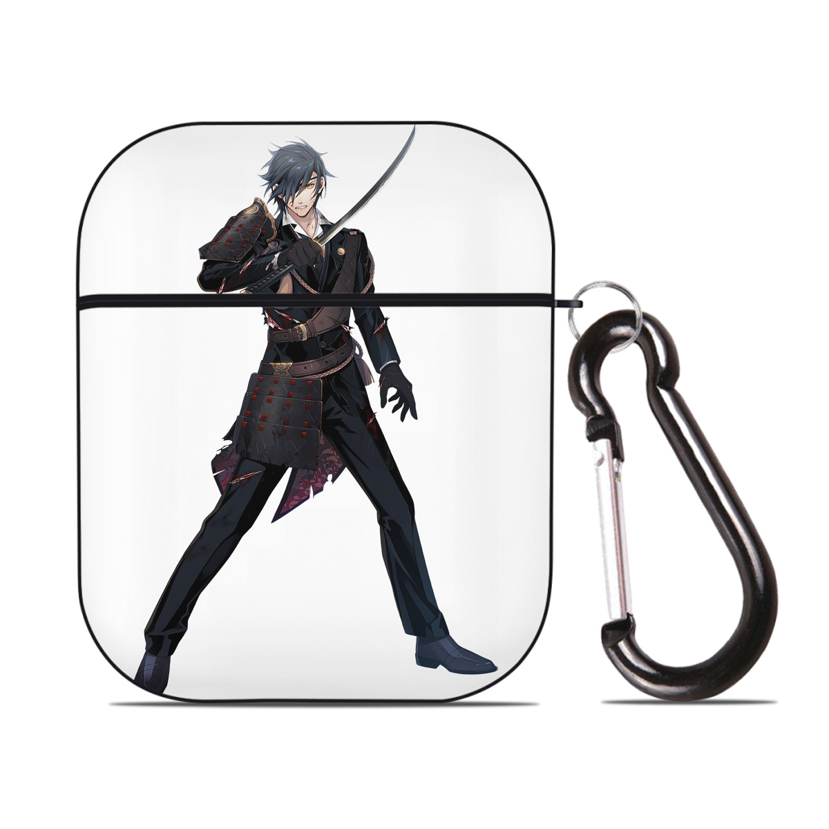 （画像用） 刀剣乱舞 Touken Ranbu AirPods 第2世代保護ケース ハードシェル ブラック 耐衝撃・防指紋・カラビナ付き