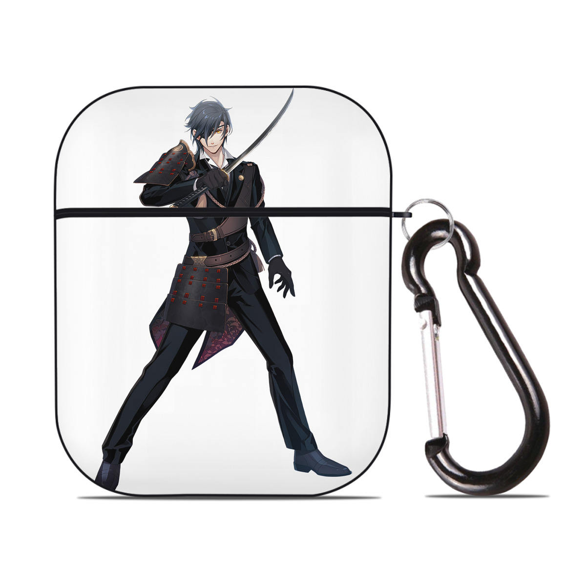 （画像用） 刀剣乱舞 Touken Ranbu AirPods 第2世代保護ケース ハードシェル ブラック 耐衝撃・防指紋・カラビナ付き