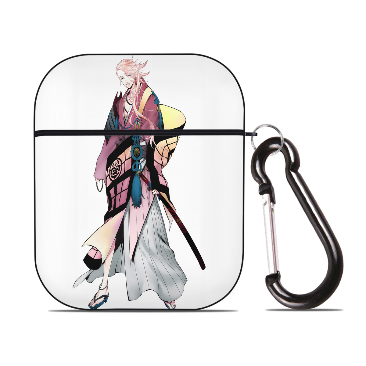 （画像用） 刀剣乱舞 Touken Ranbu AirPods 第2世代保護ケース ハードシェル ブラック 耐衝撃・防指紋・カラビナ付き