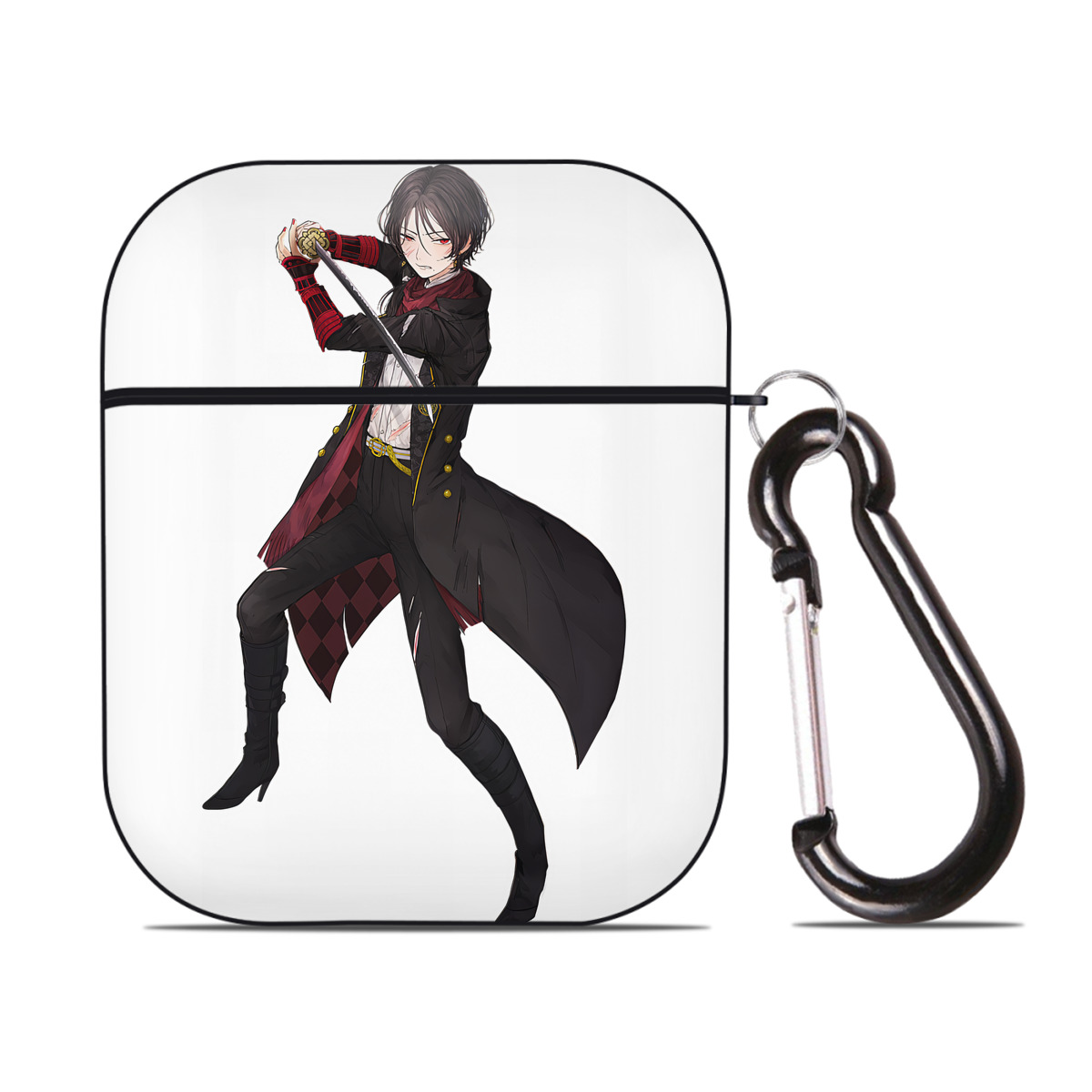 （画像用） 刀剣乱舞 Touken Ranbu AirPods 第2世代保護ケース ハードシェル ブラック 耐衝撃・防指紋・カラビナ付き