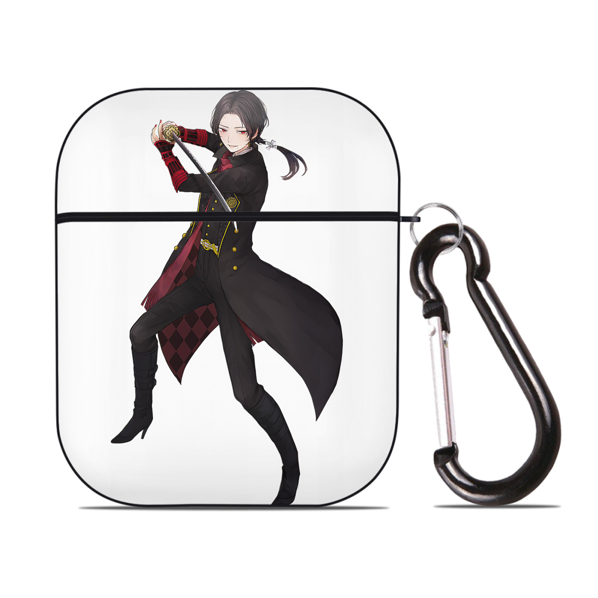（画像用） 刀剣乱舞 Touken Ranbu AirPods 第2世代保護ケース ハードシェル ブラック 耐衝撃・防指紋・カラビナ付き