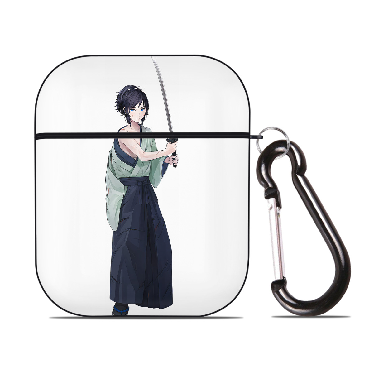 （画像用） 刀剣乱舞 Touken Ranbu AirPods 第2世代保護ケース ハードシェル ブラック 耐衝撃・防指紋・カラビナ付き