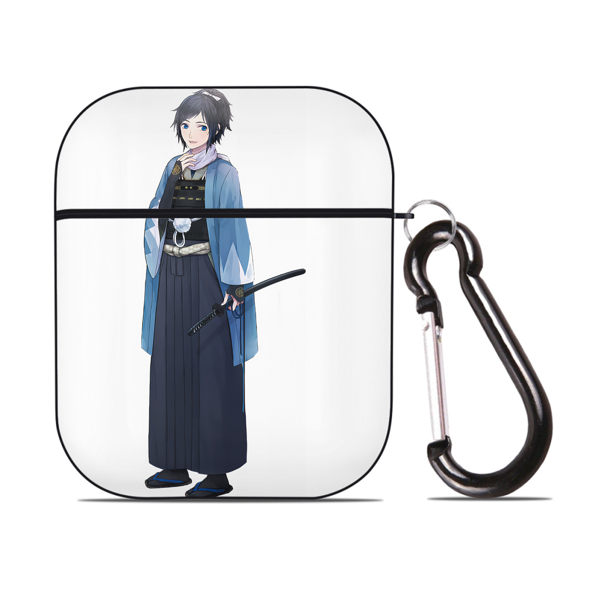 （画像用） 刀剣乱舞 Touken Ranbu AirPods 第2世代保護ケース ハードシェル ブラック 耐衝撃・防指紋・カラビナ付き